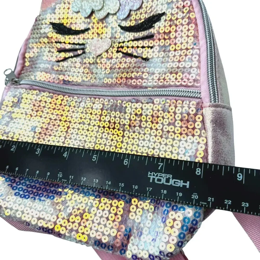 P.S. AEROPOSTALE‎ New Pink Purple Sequin Cat Flowers Mini Backpack Purse Kawaii